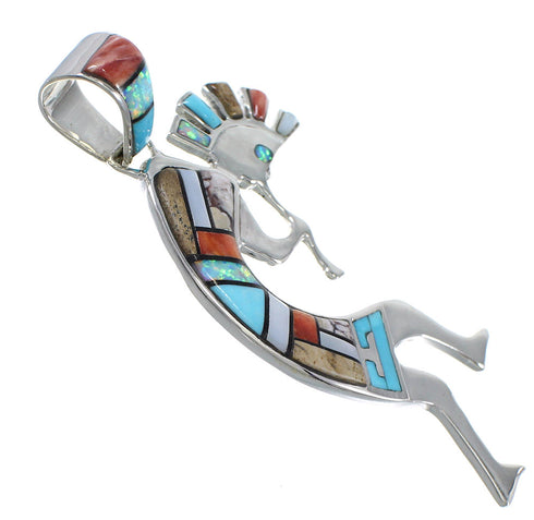 Southwest Multicolor And Silver Kokopelli Pendant YX73894